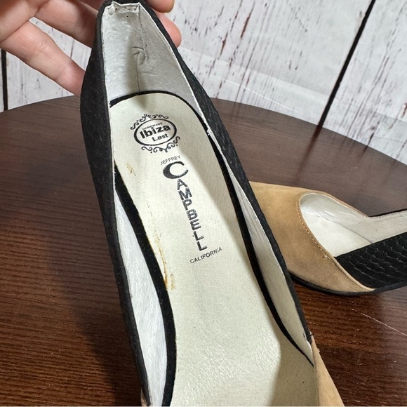 JEFFREY CAMPBELL DEAREST ankle wrap suede nude & black faux snakeskin Pumps 6.5 - Picture 6 of 14